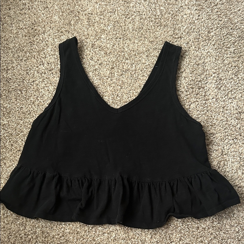 Black Sleeveless Ruffle Hem Babydoll Top